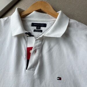 Tommy Hilfiger White Polo Shirt with Embroidered Logo